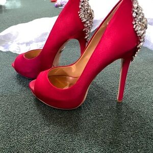 Elegant Red Peep-Toe Heels